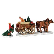 Lemax Christmas Village Christmas Tree Wagon Set Of 2 - 43451
