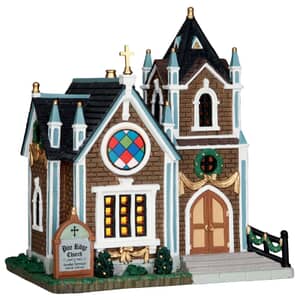 Lemax Christmas Village Pine Ridge Church Battery Operated Led - 55973