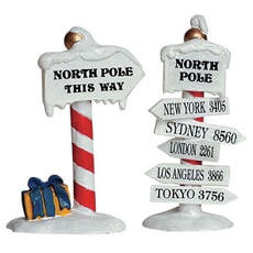 Lemax Christmas Village North Pole Signs Set Of 2 - 64455