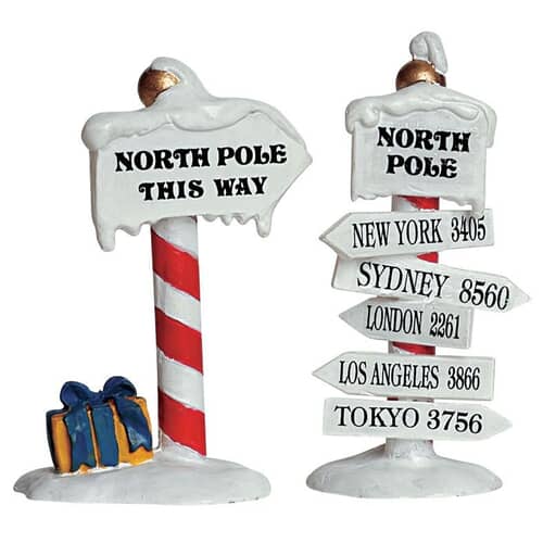 Lemax Christmas Village North Pole Signs Set Of 2 - 64455