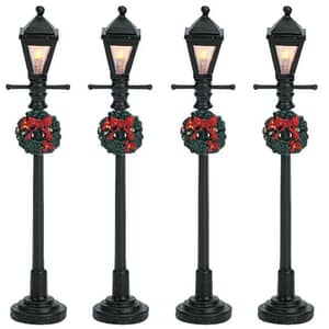 Lemax Christmas Village Gas Lantern Street Lamp Set Of 4 Battery Operated (4.5V) - 64498