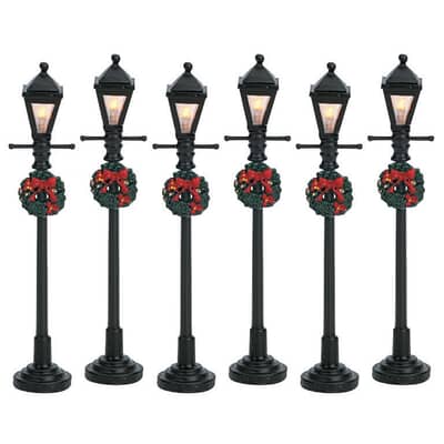 Lemax Christmas Village Gas Lantern Street Lamp Set Of 6 Battery Operated (4.5V) - 64499