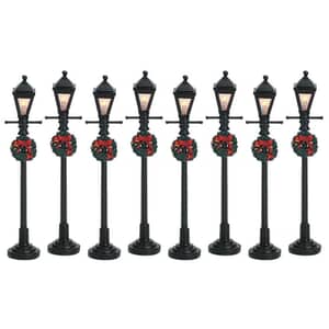 Lemax Christmas Village Gas Lantern Street Lamp Set Of 8 Battery Operated (4.5V) - 64500