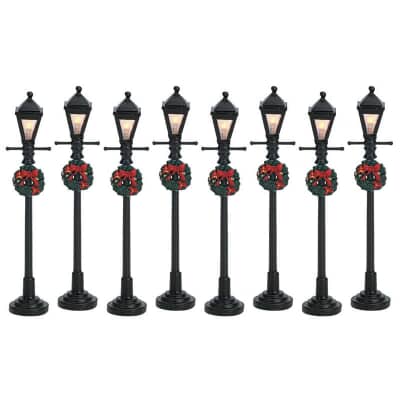 Lemax Christmas Village Gas Lantern Street Lamp Set Of 8 Battery Operated (4.5V) - 64500