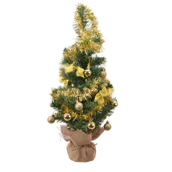 Kaemingk Everlands Mini Golden Decorated Artificial Christmas Tree 60cm