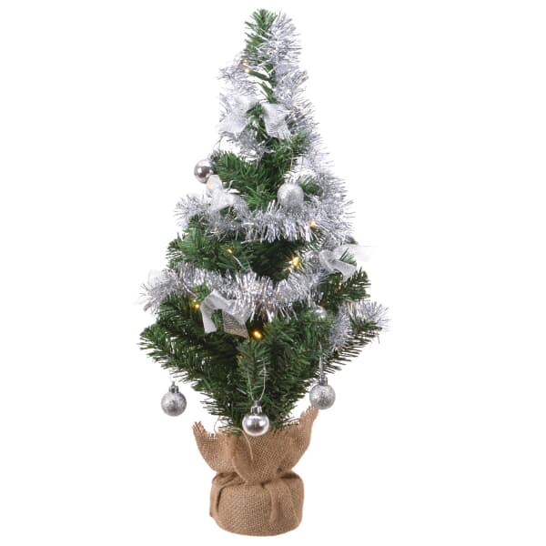 Kaemingk Everlands Mini Silver Decorated Artificial Christmas Tree 60cm
