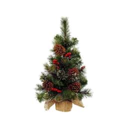 Kaemingk Snowy Mini Tree Berries Pine Cones Green/White 45cm