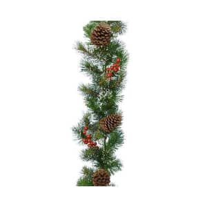 Kaemingk Everlands Snowy 270cm Garland Berries - Pinecones
