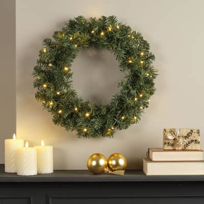 Kaemingk Everlands Imperial Wreath Pre Lit Warm White 35cm