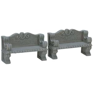 Lemax Christmas Village Stone Bench Set Of 2 - 74612