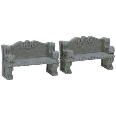 Lemax Christmas Village Stone Bench Set Of 2 - 74612