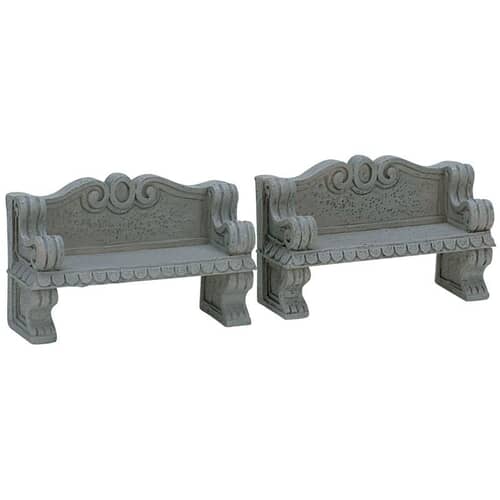 Lemax Christmas Village Stone Bench Set Of 2 - 74612