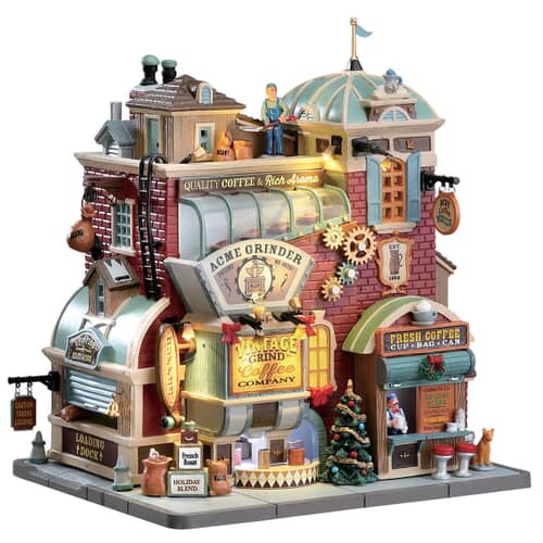 Lemax Christmas Village Vintage Grind Coffee Company With 4.5V Adaptor - 75187