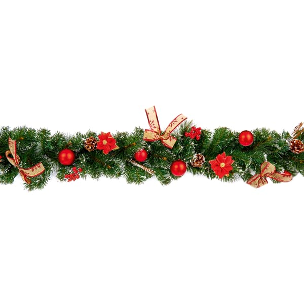 Premier Christmas Tree 1.8m Red Dressed Artificial Christmas Garland