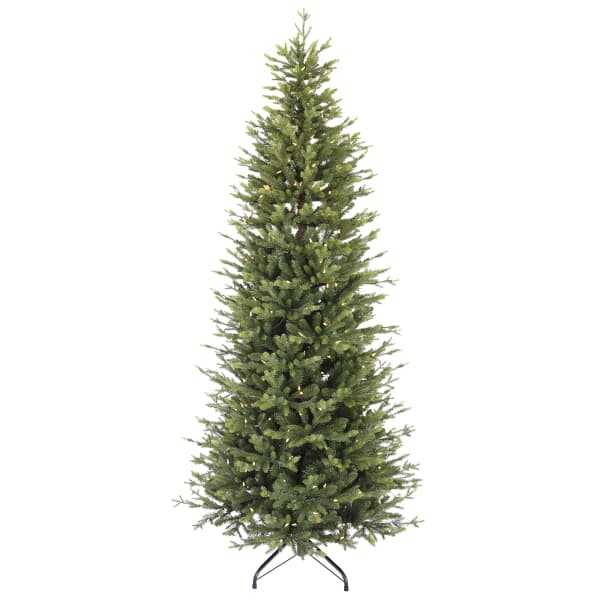 Puleo Slim Artificial Christmas Tree 225cm Warm White LED